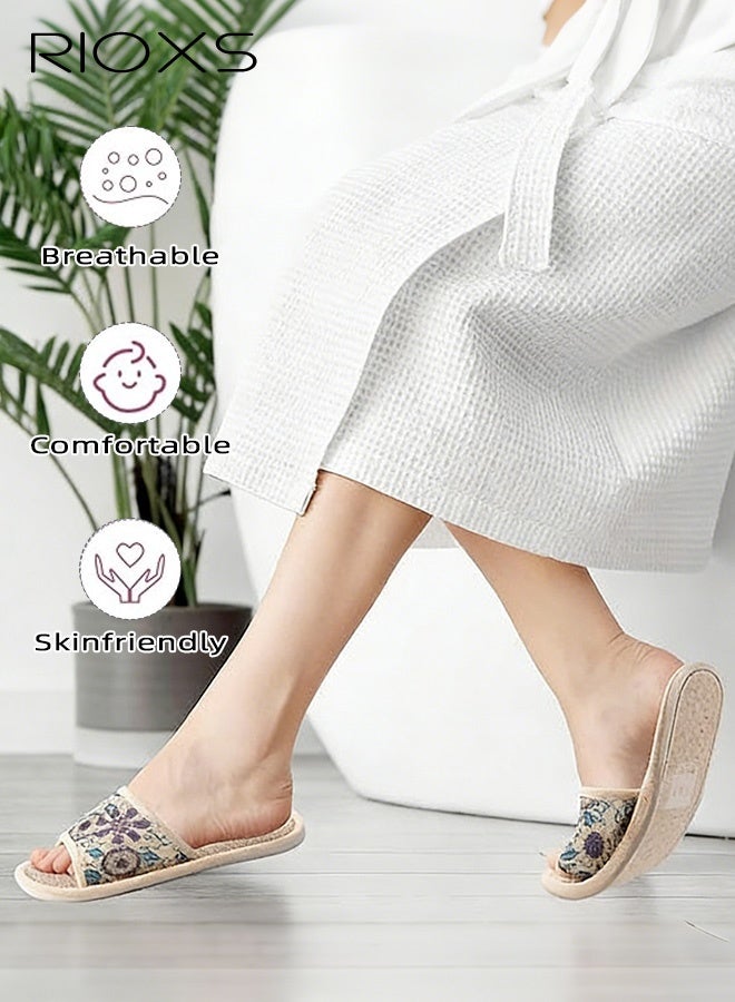 RIOXS Unisex Open Toe Summer House Slippers, Lightweight Breathable Slippers for Men and Women, Comfortable Slip On Slides Sandals, Washable Reusable Slide Slippers for Guests, Non Slip Spa Slipper for Home Bedroom, Hotel, Travel - Image 5